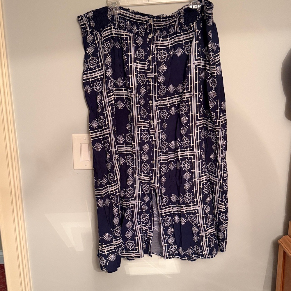 Navy Blue/ White Printed Skirt Sonoma 2X